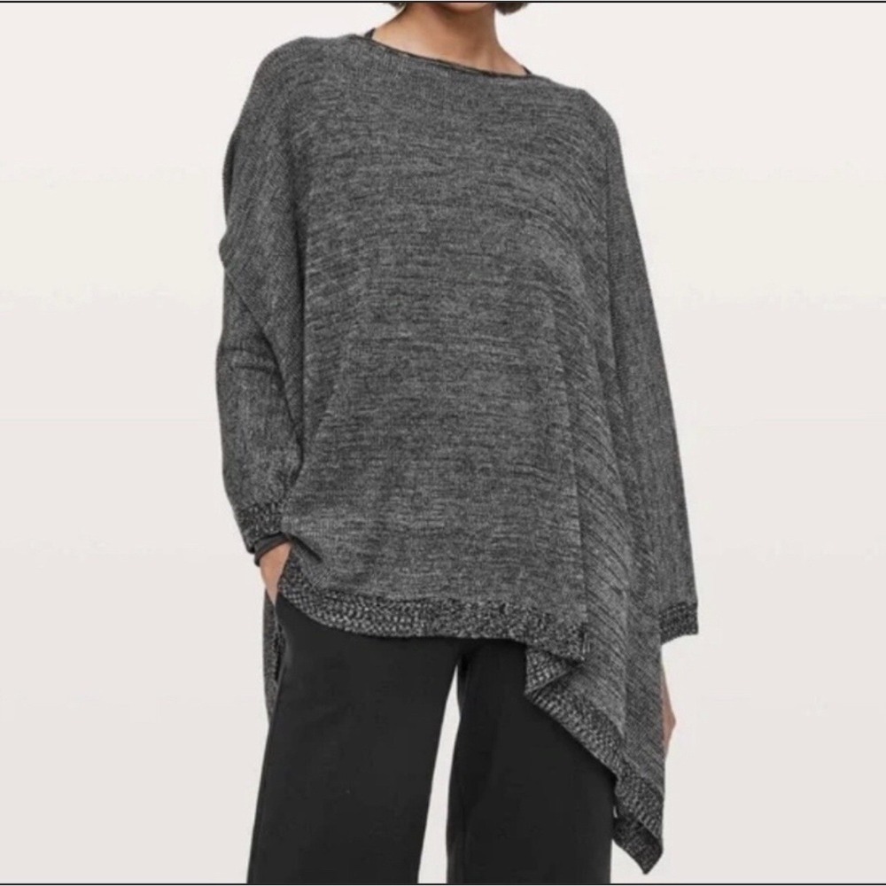 Lululemon divinity baggy oversized knitted sweater poncho cashmere blend gray